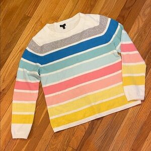 TALBOTS Colourful Rainbow Striped Soft Knit Sweater